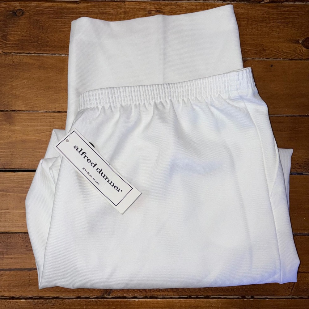 Alfred Dunner Pants Womens 20 White Elastic Waist Classics Straight Leg NEW